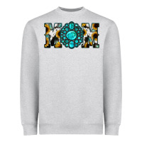 Heather Grey Sunflower Turquoise Gemstone Cowhide Mom Heavyweight Sweatshirt - Bettercallsaul