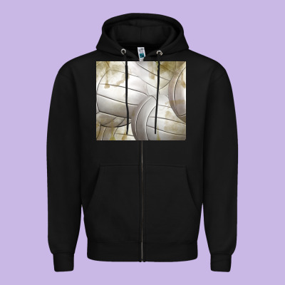 Distressed Volleyball Pattern Zipper Hoodie Designed By Tumblerdesignbyshophia