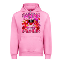Fuchsia Pink Gaming is My Valentine Urban Hoodie - CowhideDigitalArt