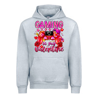 Heather Grey Gaming is My Valentine Urban Hoodie - CowhideDigitalArt