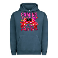 Pigment Midnight Navy Gaming is My Valentine Urban Hoodie - CowhideDigitalArt