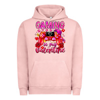 Pigment Salmon Gaming is My Valentine Urban Hoodie - CowhideDigitalArt