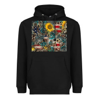 Black America Flag Leopard Gemstone Sunflower Heavyweight Hoodie - CowCowDesign