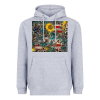 Heather Grey America Flag Leopard Gemstone Sunflower Heavyweight Hoodie - CowCowDesign