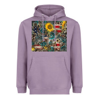 Lavender America Flag Leopard Gemstone Sunflower Heavyweight Hoodie - CowCowDesign