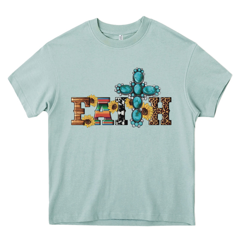 Western Gemstone Cross Faith Heavy Core Tee by Artiststas | Teevron