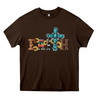 Chocolate Brown western gemstone cross faith Heavy Core Tee - Artiststas