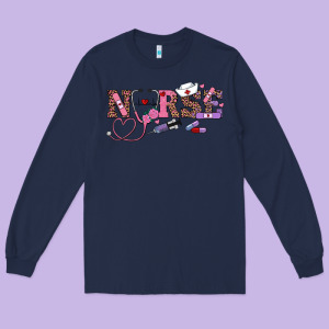 Valentine's Day Nurse Long Sleeve Tee Designed By Ranaportraitstore