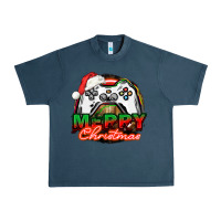 Midnight Navy Gamer Merry Christmas Urban Heavy Tee - NancyCooperArtShop