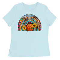 Baby Blue basketball rainbow Ladies Tee - Artiststas