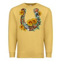 Antique Gold western leopard cowhide sunflowers horseshoe Premium Sweatshirt - OliviaCreatesArt