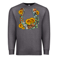 Charcoal Heather western leopard cowhide sunflowers horseshoe Premium Sweatshirt - OliviaCreatesArt