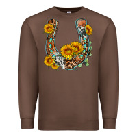 Chestnut western leopard cowhide sunflowers horseshoe Premium Sweatshirt - OliviaCreatesArt