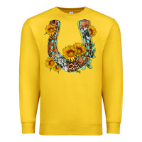 Lemon western leopard cowhide sunflowers horseshoe Premium Sweatshirt - OliviaCreatesArt
