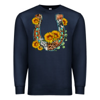Navy western leopard cowhide sunflowers horseshoe Premium Sweatshirt - OliviaCreatesArt