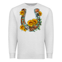 Oatmeal Heather western leopard cowhide sunflowers horseshoe Premium Sweatshirt - OliviaCreatesArt