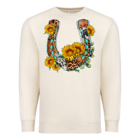 Sandshell western leopard cowhide sunflowers horseshoe Premium Sweatshirt - OliviaCreatesArt