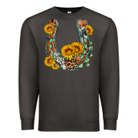 Smoke western leopard cowhide sunflowers horseshoe Premium Sweatshirt - OliviaCreatesArt