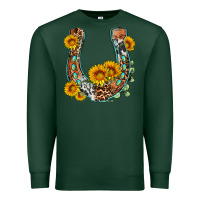 Sports Green western leopard cowhide sunflowers horseshoe Premium Sweatshirt - OliviaCreatesArt