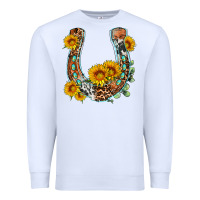 White western leopard cowhide sunflowers horseshoe Premium Sweatshirt - OliviaCreatesArt