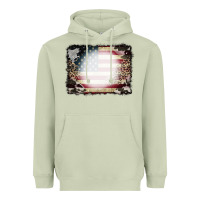Matcha American Flag Cowhide Leopard Bleach Effect Heavyweight Hoodie - CowCowDesign
