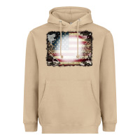 Mushroom American Flag Cowhide Leopard Bleach Effect Heavyweight Hoodie - CowCowDesign
