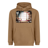 Toasted Coconut American Flag Cowhide Leopard Bleach Effect Heavyweight Hoodie - CowCowDesign