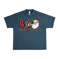 Midnight Navy Peace love Christmas Urban Heavy Tee - NancyCooperArtShop