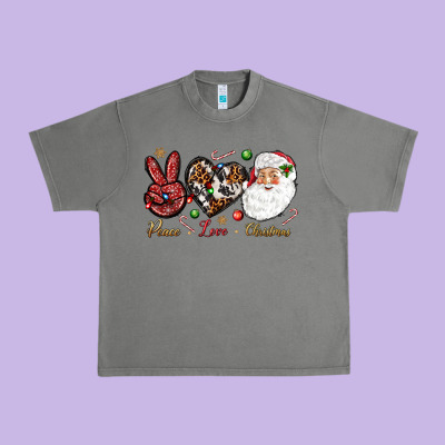 Peace Love Christmas Urban Heavy Tee Designed By Nancycooperartshop