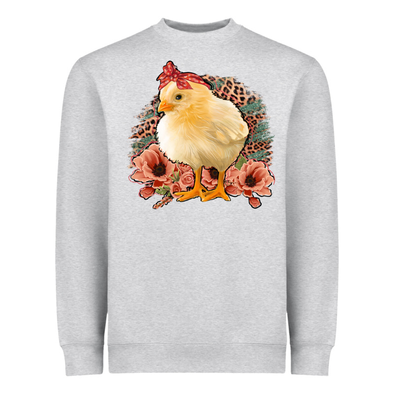 Chick With Flowers Leopard Background Heavyweight Sweatshirt by Bettercallsaul | Teevron