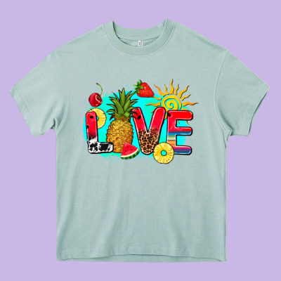 Love Summer Fruit And Sun Heavy Core Tee Designed By Adodesignshop