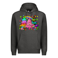 Charcoal Heather pride christmas trees Premium Hoodie - HowdyJamesFarm