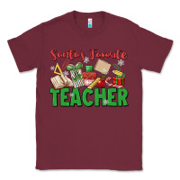 Burgundy santa's favorite teacher Classic Tee - MaliasSmallBusiness