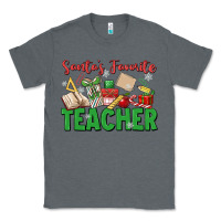 Charcoal Heather santa's favorite teacher Classic Tee - MaliasSmallBusiness