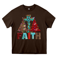 Chocolate Brown cross and christmas trees Heavy Core Tee - AdoDesignShop