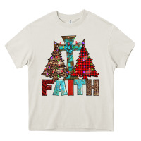 Cream cross and christmas trees Heavy Core Tee - AdoDesignShop