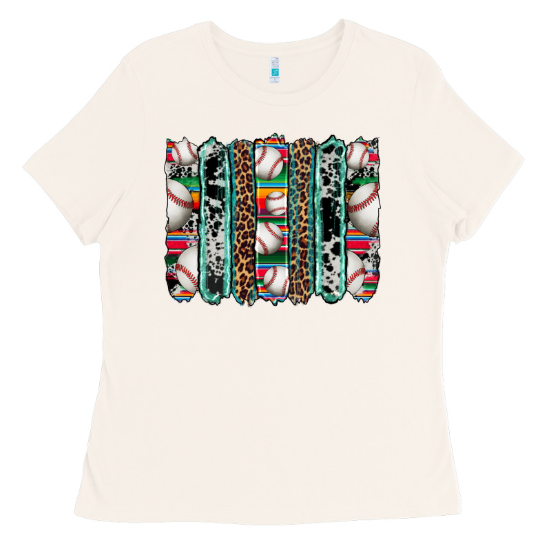 Baseball Serape Cowhide Turquoise Leopard Glitter  Brushstrokes Ladies Tee by Artiststas | Teevron