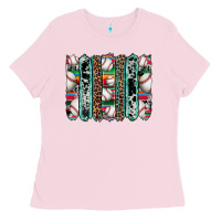 Bubblegum Pink baseball serape cowhide turquoise leopard glitter  brushstrokes Ladies Tee - Artiststas
