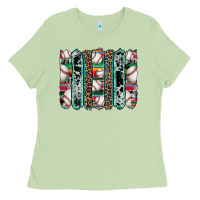 Matcha baseball serape cowhide turquoise leopard glitter  brushstrokes Ladies Tee - Artiststas