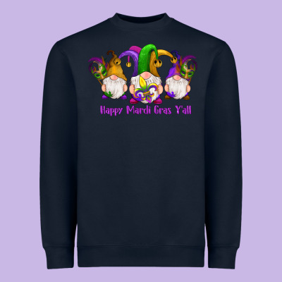 Happy Mardi Gras Y'all Gnomes Heavyweight Sweatshirt Designed By Ranaportraitstore