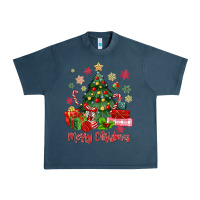 Midnight Navy merry christmas tree with gift box Urban Heavy Tee - MaliasSmallBusiness