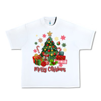 White merry christmas tree with gift box Urban Heavy Tee - MaliasSmallBusiness