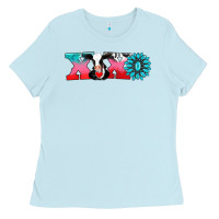Baby Blue xoxo with cow Ladies Tee - AdoDesignShop