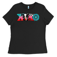 Black xoxo with cow Ladies Tee - AdoDesignShop