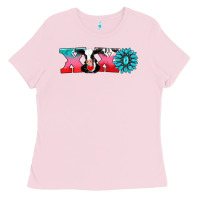 Bubblegum Pink xoxo with cow Ladies Tee - AdoDesignShop