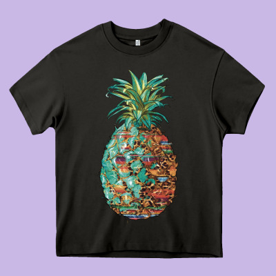 Pineapple Leopar Turquoise Serape Summer Heavy Core Tee Designed By Artiststas