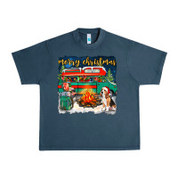 Midnight Navy Merry Christmas with camper van Urban Heavy Tee - NancyCooperArtShop