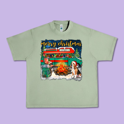 Merry Christmas With Camper Van Urban Heavy Tee Designed By Nancycooperartshop