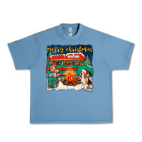 Pebble Blue Merry Christmas with camper van Urban Heavy Tee - NancyCooperArtShop