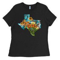 Black western texas map Ladies Tee - AdoDesignShop